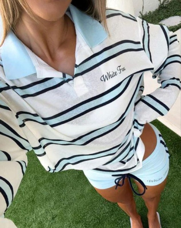 White Fox striped sweatshirt