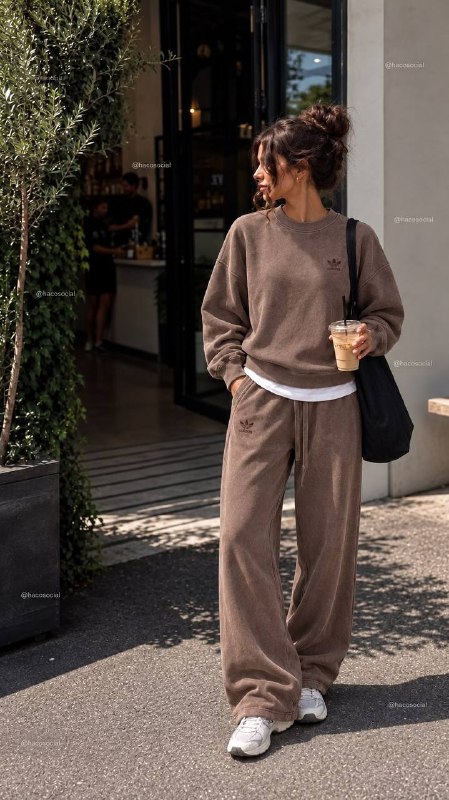 adidas taupe sweatshirt and trousers