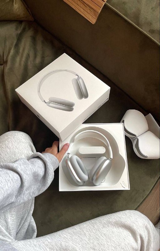 Apple silver over-ear headphones