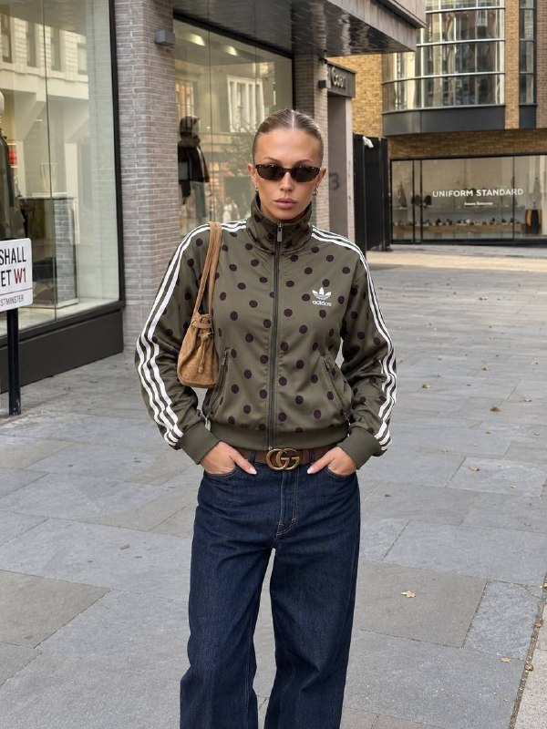 adidas patterned khaki giacca da tuta