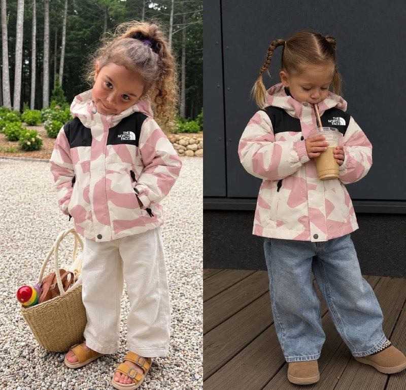 The North Face kids pink camouflage jacket