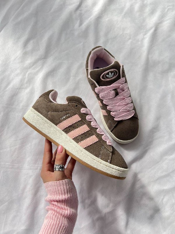 adidas Campus brown and pink trainers