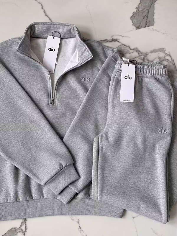 Alo grey quarter-zip tracksuit