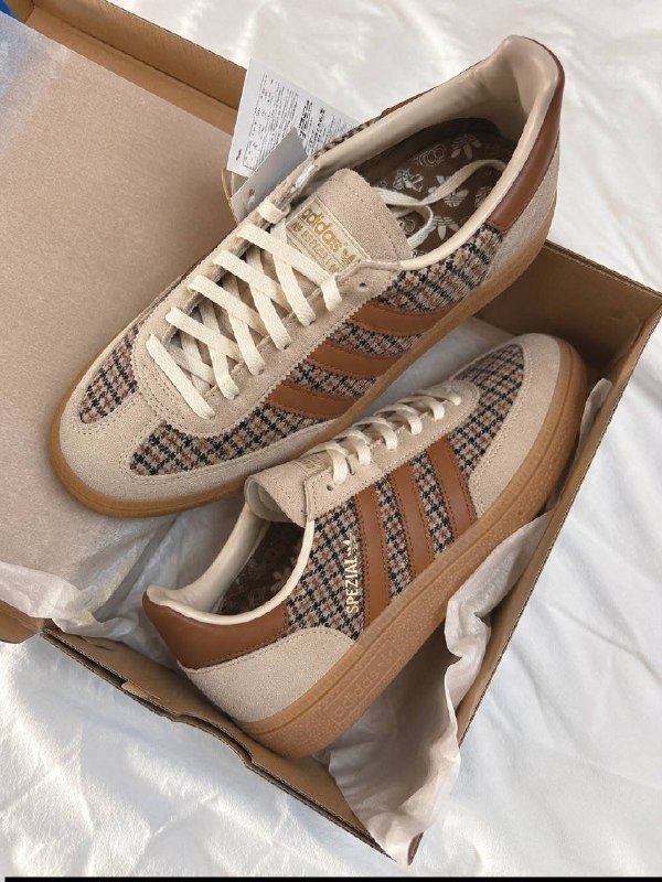 adidas Handball Spezial brown checked trainers
