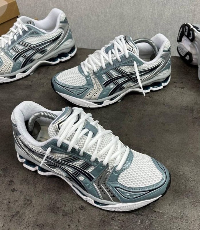 ASICS Gel-Kayano 14 silver and green trainers