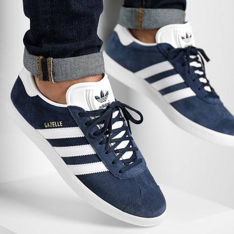 adidas Gazelle navy and white trainers