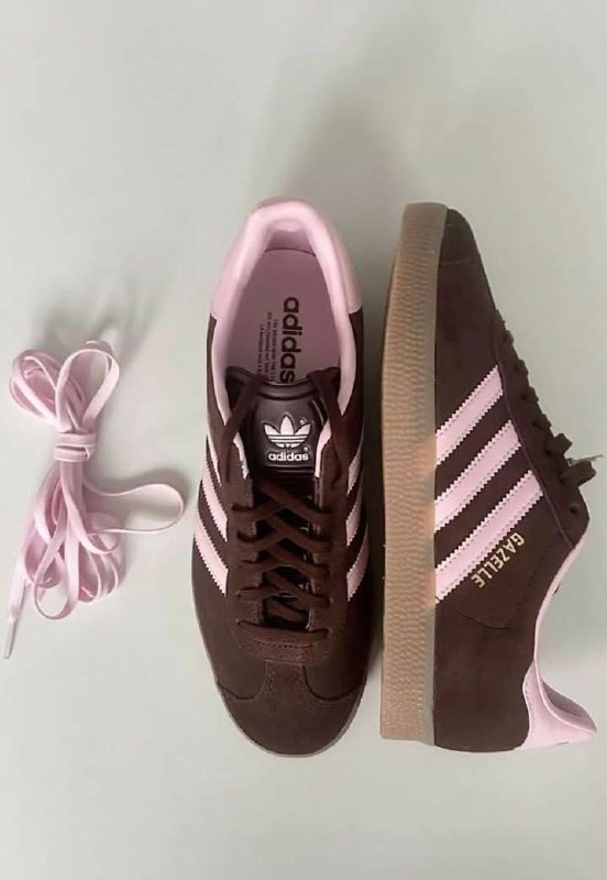 adidas Gazelle brown and pink trainers