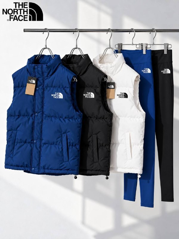 The North Face puffer vest and joggers sets