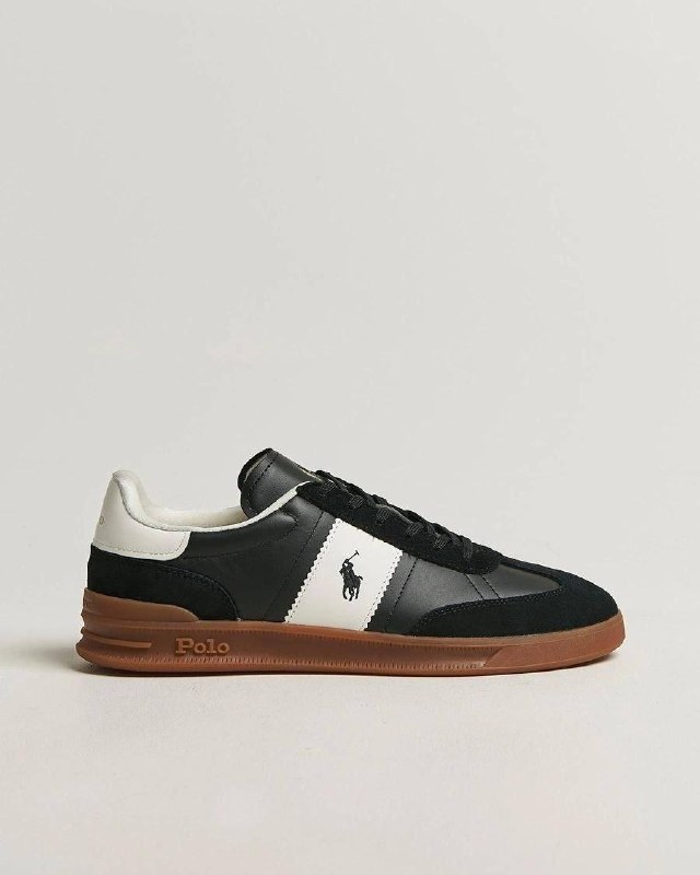 Ralph Lauren black and white gum-sole trainers