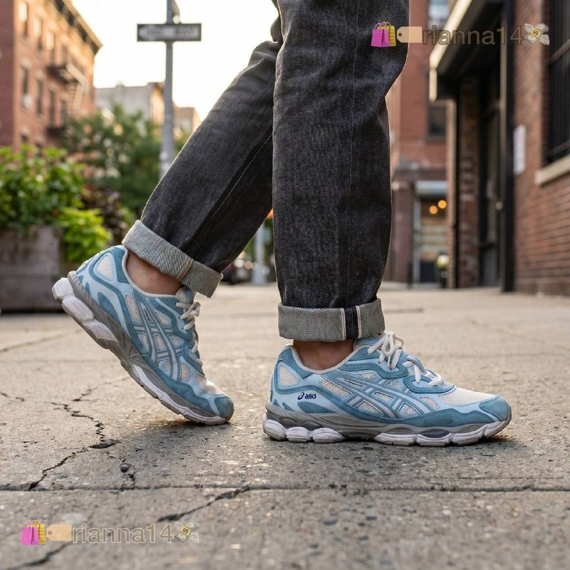 ASICS light blue and silver trainers