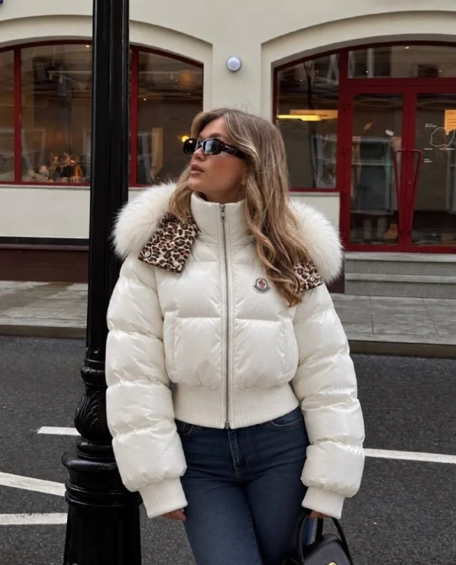 Moncler white puffer coat