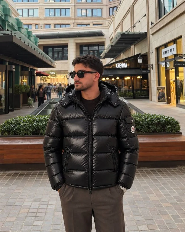 Moncler black hooded puffer jacket