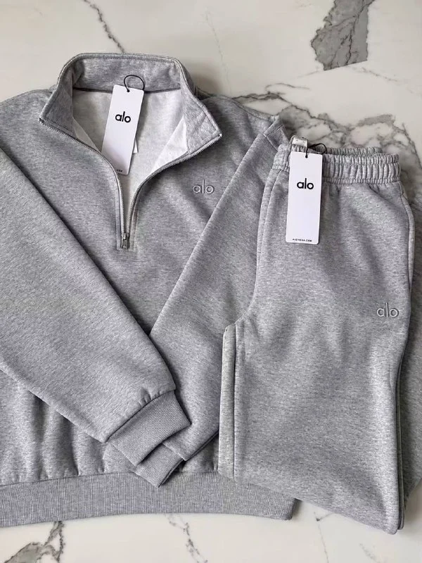 Alo grey quarter-zip tracksuit