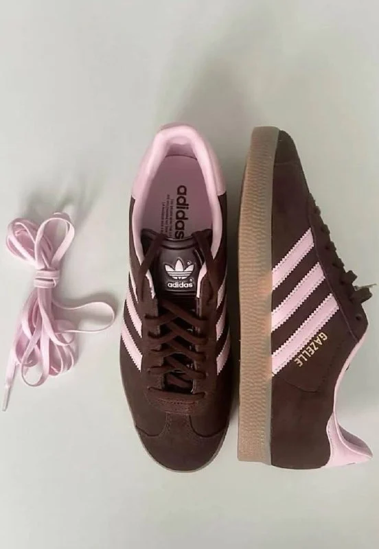 adidas Gazelle brown and pink trainers