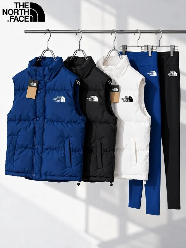 The North Face puffer vest and joggers sets