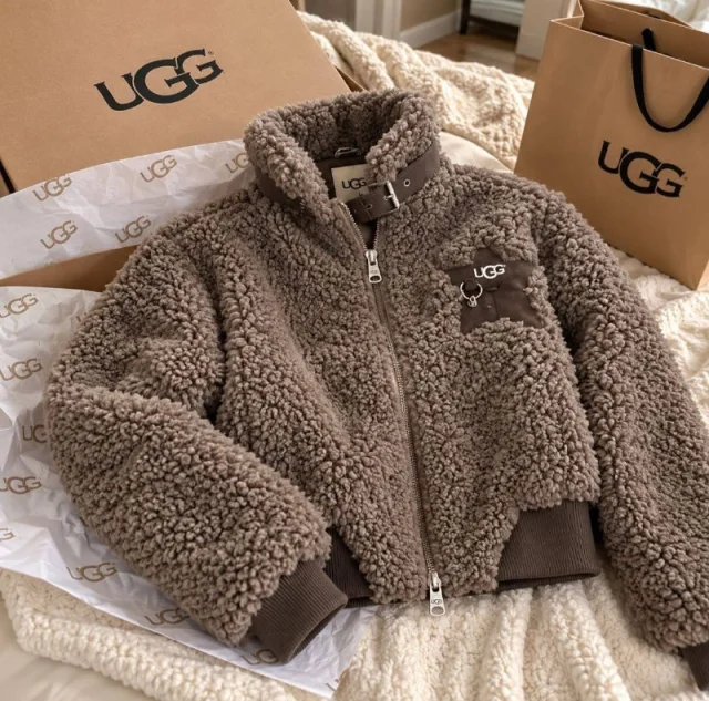 UGG taupe teddy fleece jacket