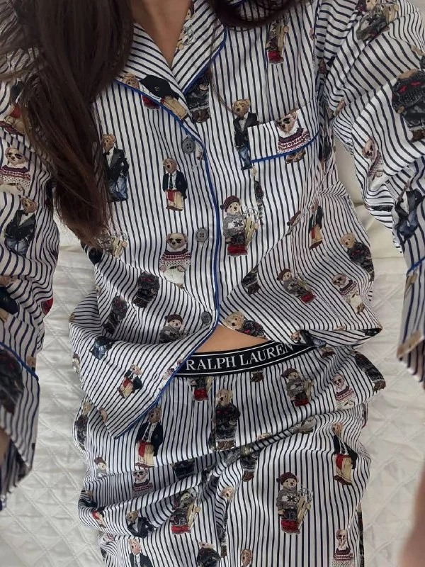 Ralph Lauren striped bear-print pyjama set