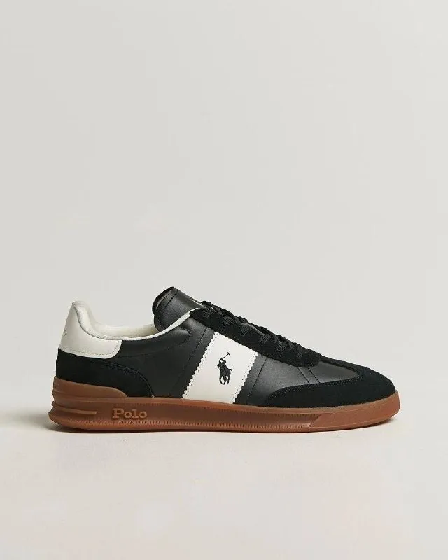 Ralph Lauren black and white gum-sole trainers