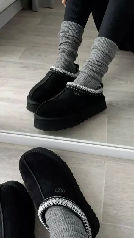 UGG black platform slippers